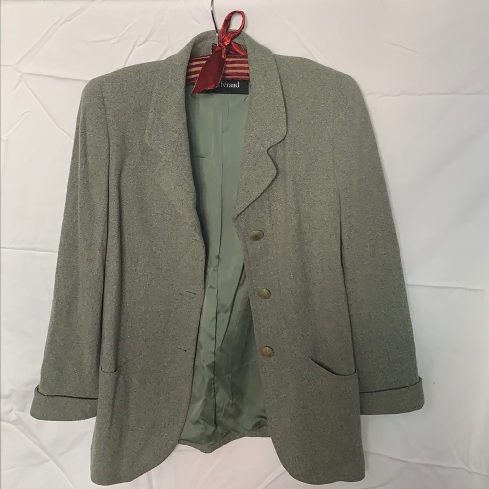 Vintage Louis Féraud Olive Green Veste Size 10